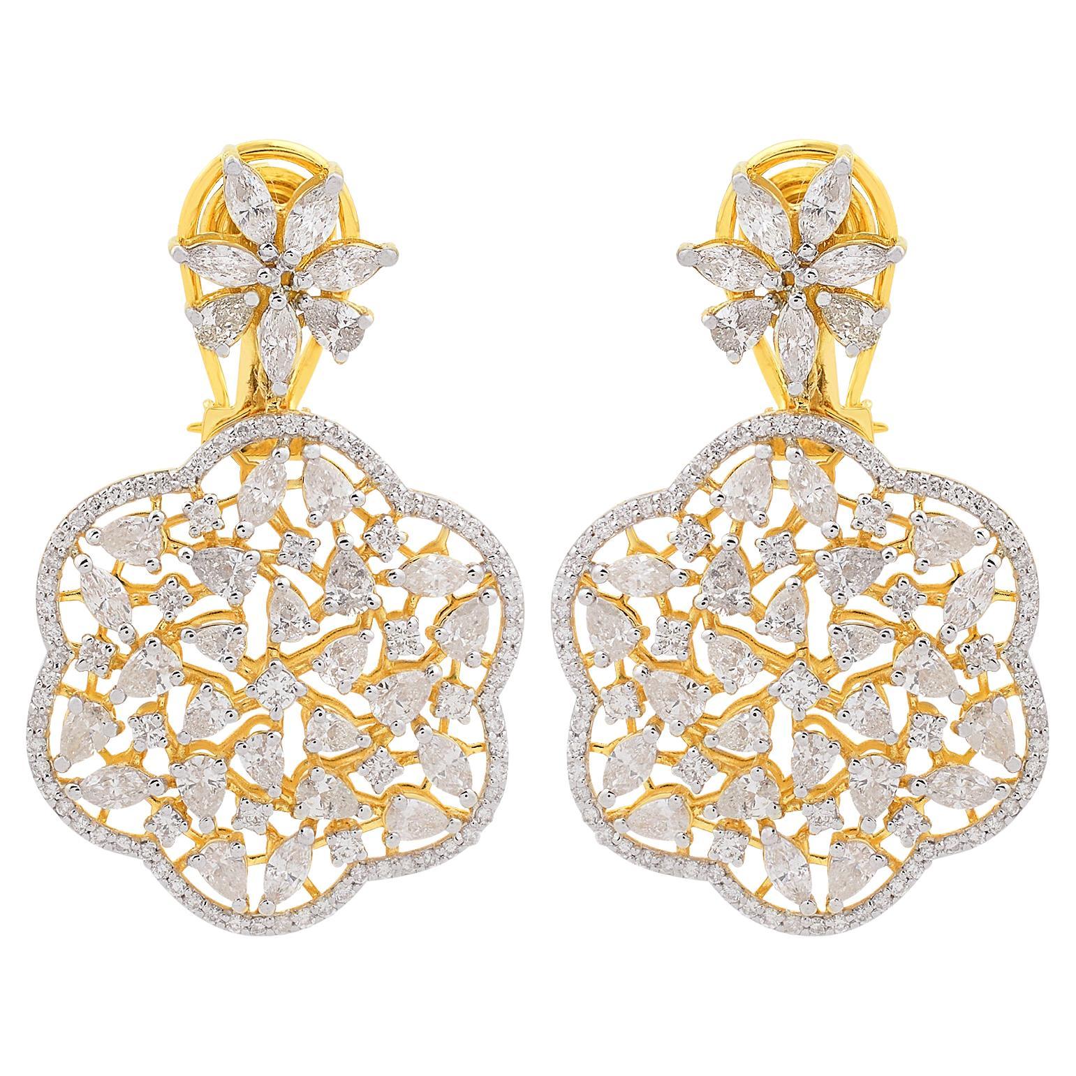 5,76 qt SI/HI Pendientes Marquesa Pera Diamante Redondo 18 Quilates Oro Amarillo
