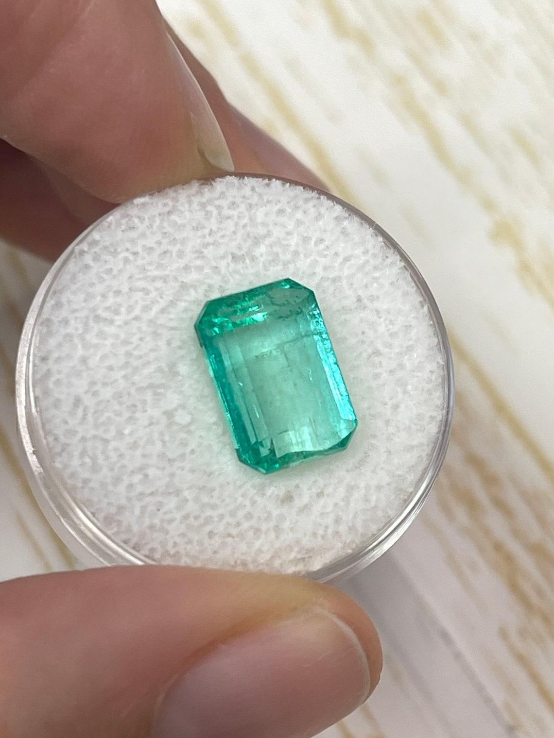 5.76ct Clear Green Muzo Emerald Cut Gem 12x8 Genuine May Birthstone In New Condition For Sale In Jupiter, FL