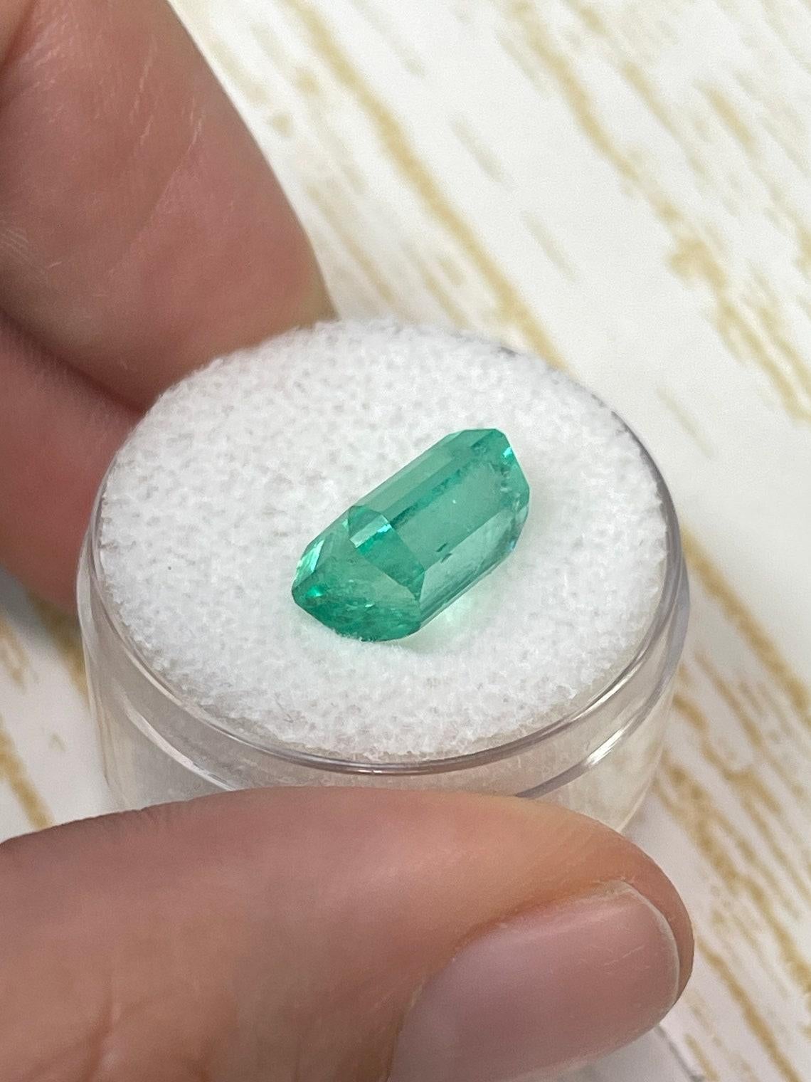 5.76ct Clear Green Muzo Emerald Cut Gem 12x8 Genuine May Birthstone For Sale 1