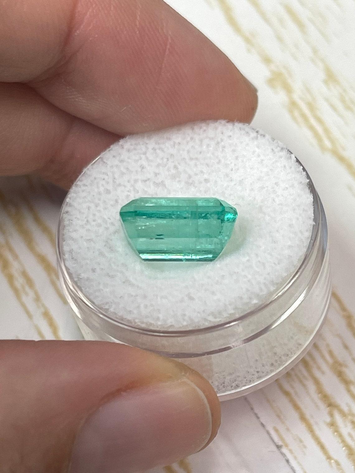 5.76ct Clear Green Muzo Emerald Cut Gem 12x8 Genuine May Birthstone For Sale 2