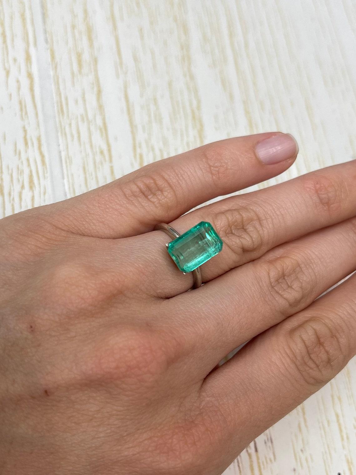 5.76ct Clear Green Muzo Emerald Cut Gem 12x8 Genuine May Birthstone For Sale 3