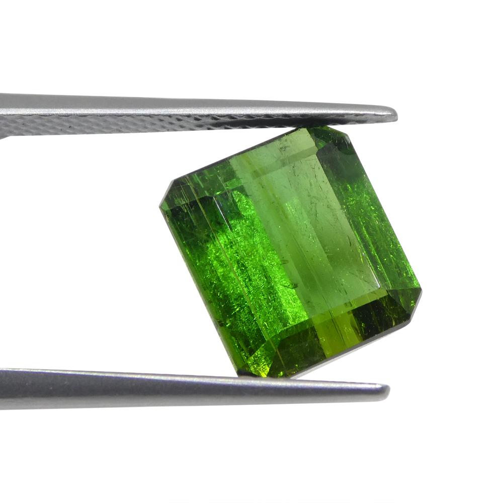 Women's or Men's 5.76 Carat Emerald Cut Green Tourmaline from Brazil For Sale