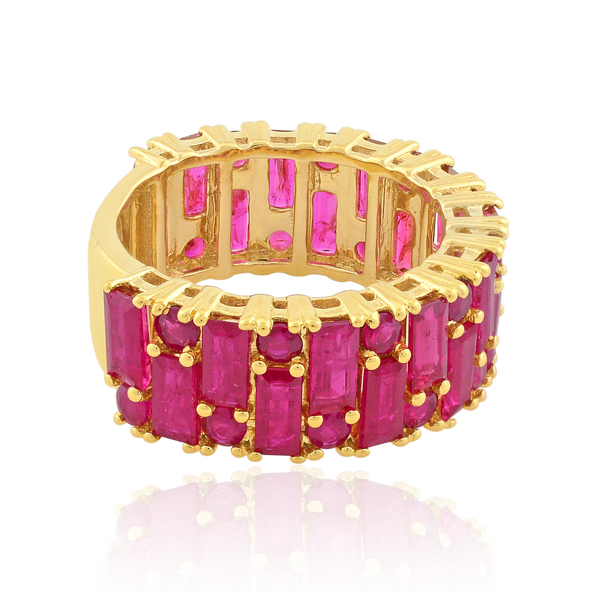 En vente :  5.76Ct Multi Cut Natural Ruby Wide Band Ring 14k Yellow Gold Fine Jewelry (Bague large en or jaune 14k) 5