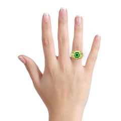 5.77 Carat 18 Karat Yellow Gold Emerald Diamond Dome Ring