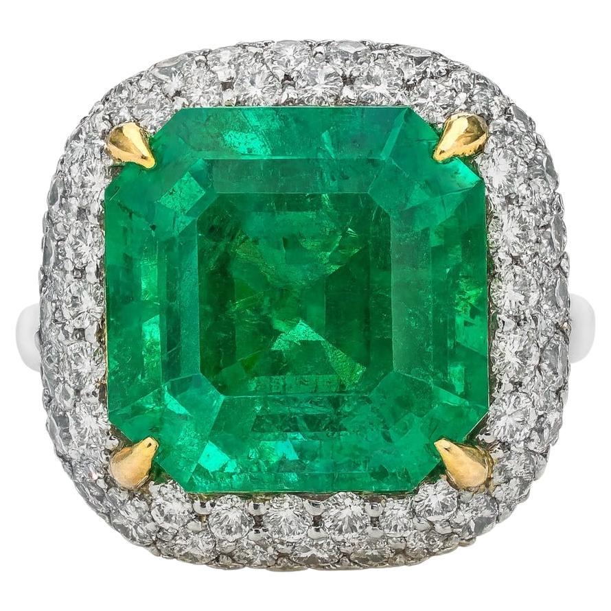 Moderno Anello con smeraldo colombiano e diamante da 5,77 carati di qualità AAA+ in vendita