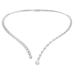 5.77 Carat Natural Diamond Pear Cut Choker Collar Necklace 14 Karat White Gold