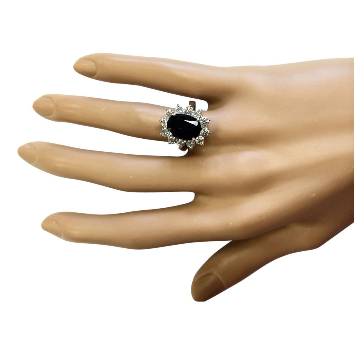 Modern Elegant Natural Sapphire Diamond Ring In 14 Karat White Gold For Sale