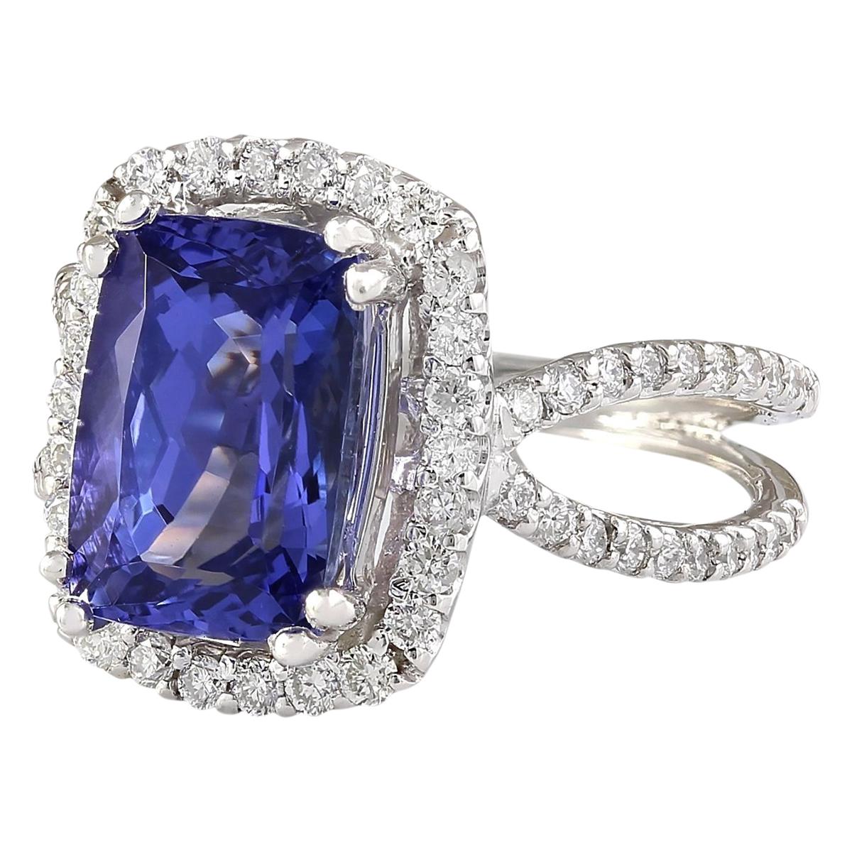 Stamped: 14K White Gold
Total Ring Weight: 6.5 Grams
Total Natural Tanzanite Weight is 5.02 Carat (Measures: 10.00x8.00 mm)
Color: Blue
Total Natural Diamond Weight is 0.75 Carat
Color: F-G, Clarity: VS2-SI1
Face Measures: 14.90x12.35 mm
Sku: