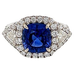 5.77 Total Carat Sapphire and Diamond Ladies Ring