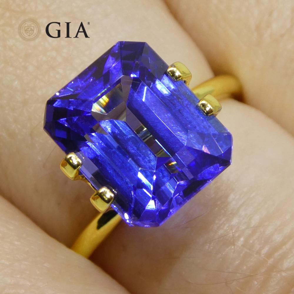 Brilliant Cut 5.77ct Octagonal Violet-Blue Tanzanite GIA Certified Tanzania   For Sale