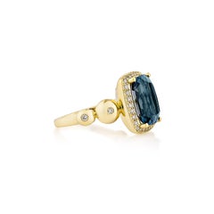 Sunita Nahata London Blauer Topas 5.78 Karat. Fancy Ring aus 18KYG mit Diamant.