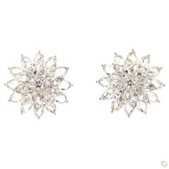 5.78 Carat Rose Cut Diamond Gold Earrings