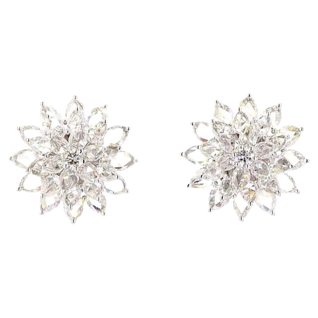 5.78 Carat Rose Cut Diamond Gold Earrings For Sale