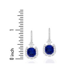 5.78 Carat Sapphire Drop Earrings With 1.58 CT of Diamonds in 18K/PLAT Ref614