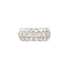 5.78 Carat Three Row Pavé Diamond Wedding Band 18 Karat In Stock