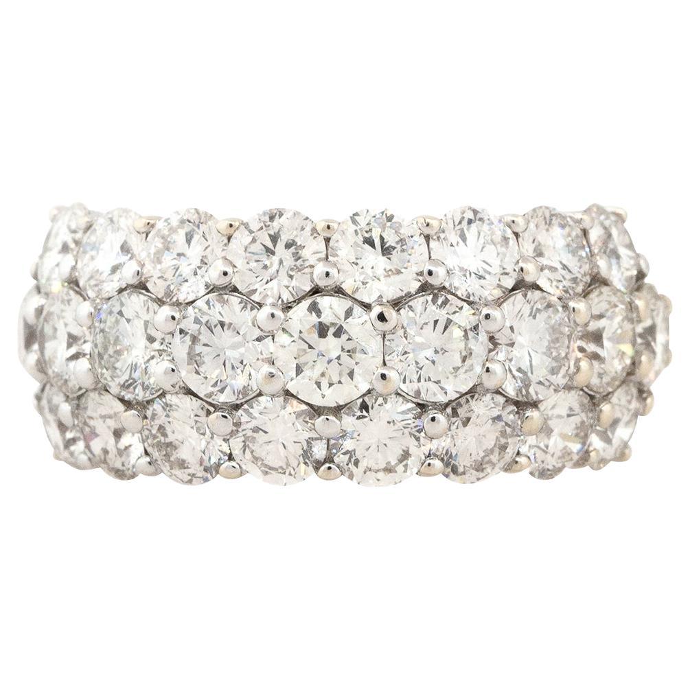 5.78 Carat Three Row Pavé Diamond Wedding Band 18 Karat In Stock