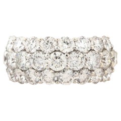 5.78 Carat Three Row Pavé Diamond Wedding Band 18 Karat In Stock