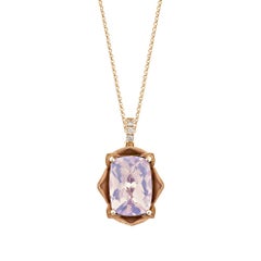 Sunita Nahata 5.78 Carat Lavender Quartz Pendant in 18KRG with White Diamond.
