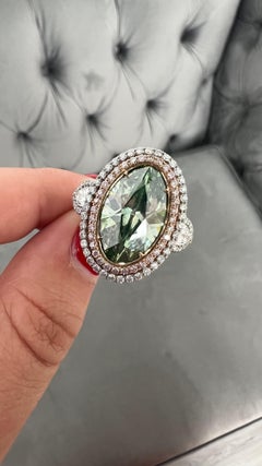 Rare Colors 5.78ct Green Marquise Diamond Ring