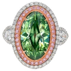 Rare Colors 5.78ct Green Marquise Diamond Ring