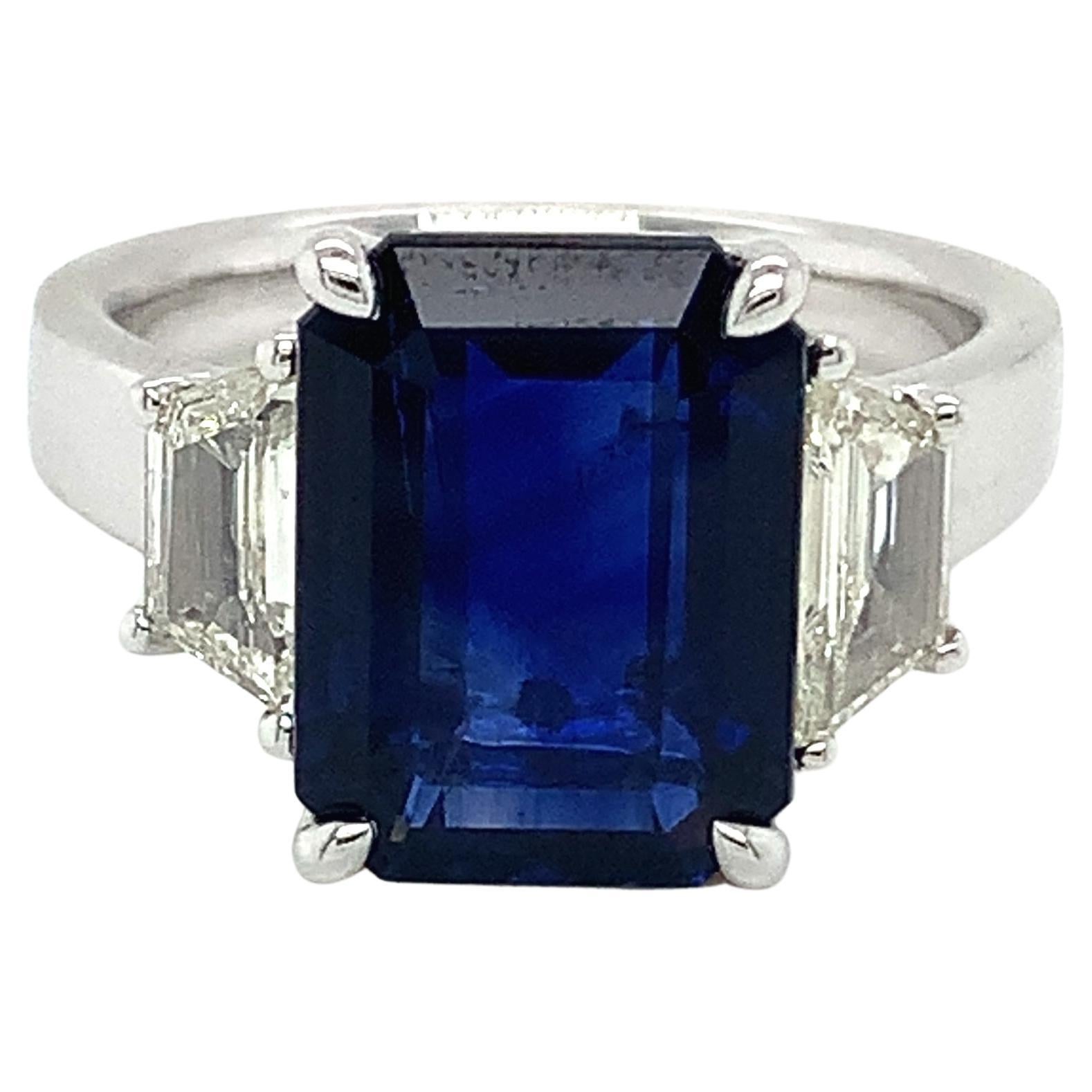 5.79 Carat Ceylon Sapphire & Diamond Ring in Platinum