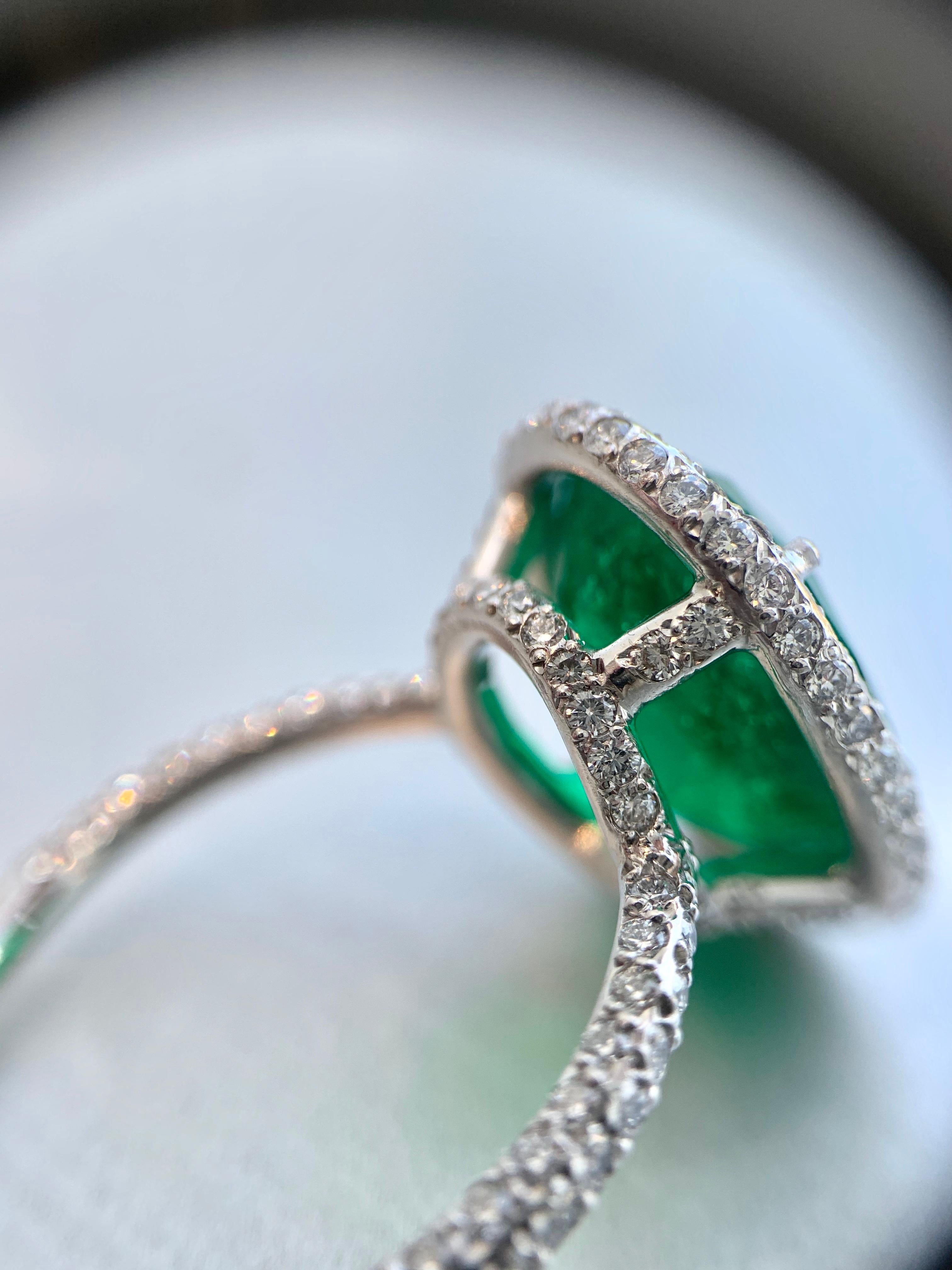5.79 Carat Emerald and Diamond Platinum Cocktail Ring 8