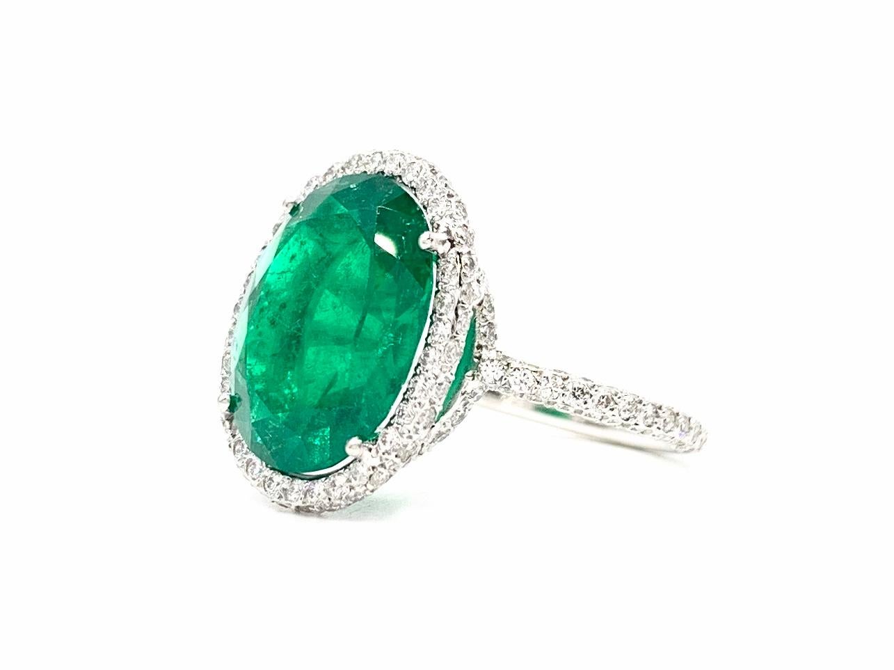 Women's 5.79 Carat Emerald and Diamond Platinum Cocktail Ring