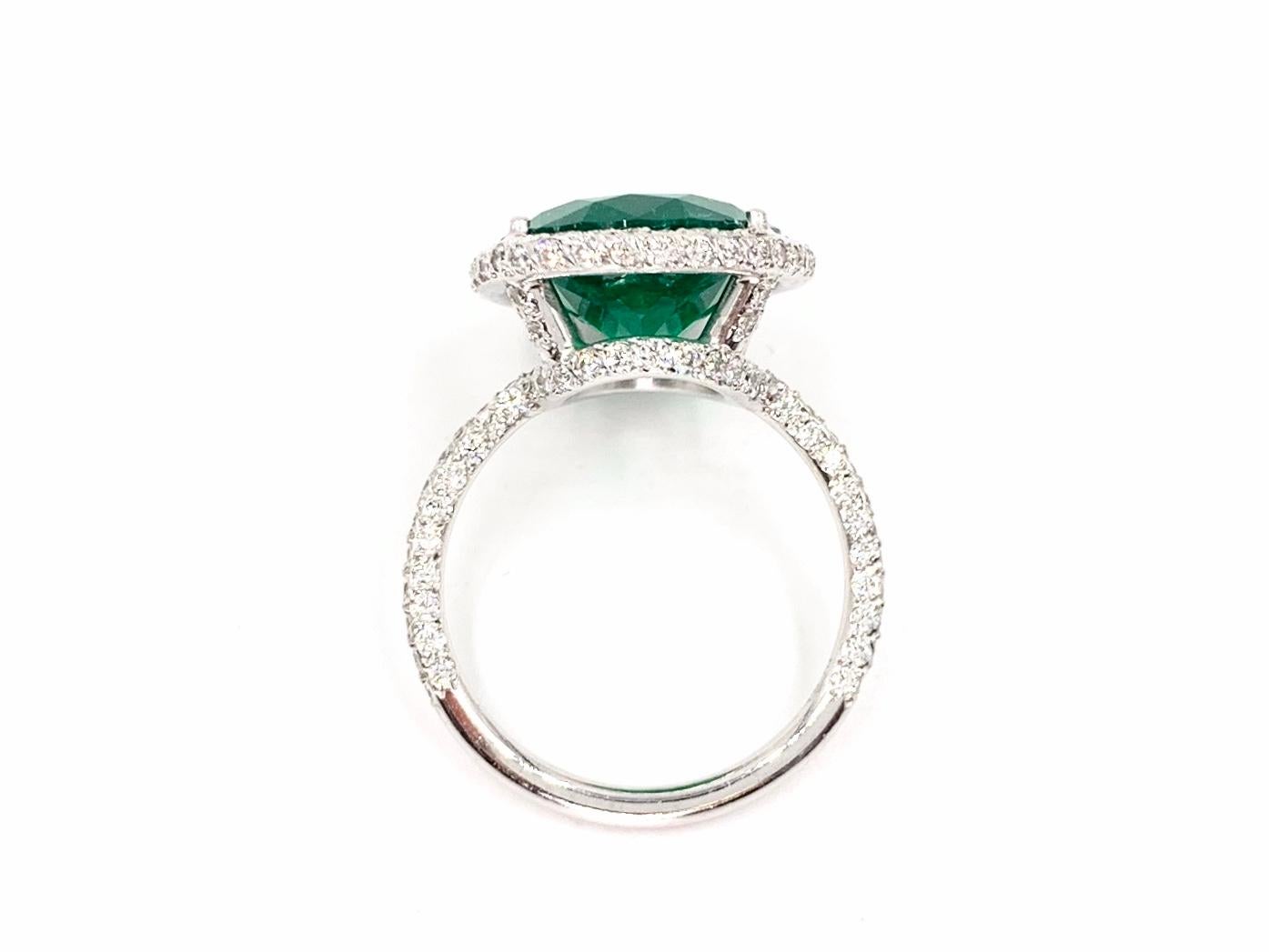 5.79 Carat Emerald and Diamond Platinum Cocktail Ring 1