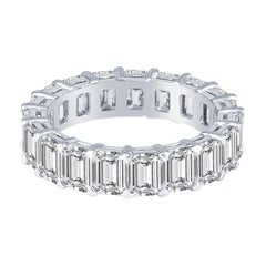 5.79 Carat Emerald Cut Diamond Eternity Band Handcrafted in Platinum Low-Profile