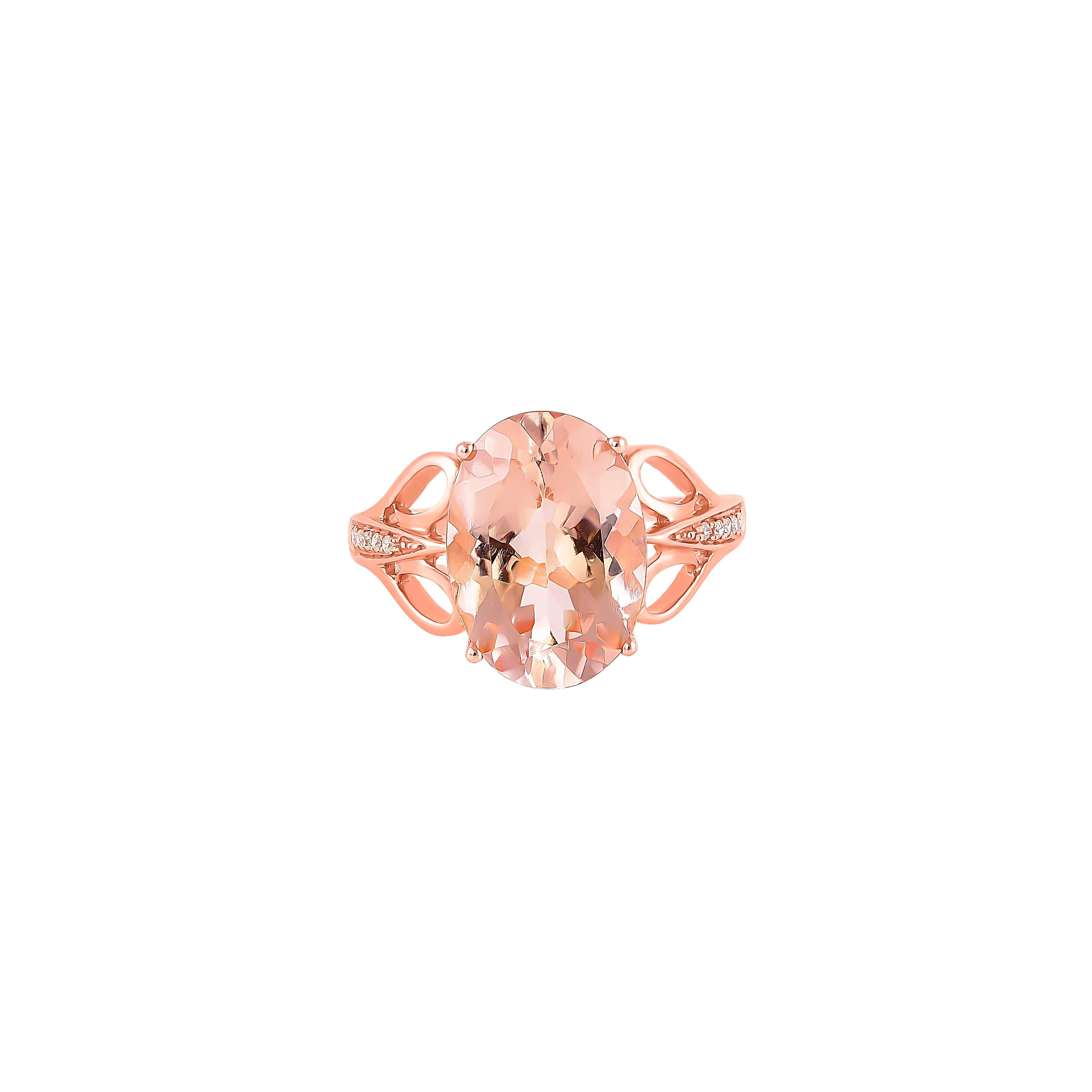 Cette collection présente un éventail de magnifiques morganites ! Accentuées par des diamants, ces bagues sont fabriquées en or rose et présentent un look classique mais élégant. 

Bague classique en morganite en or rose 18 carats avec diamant.