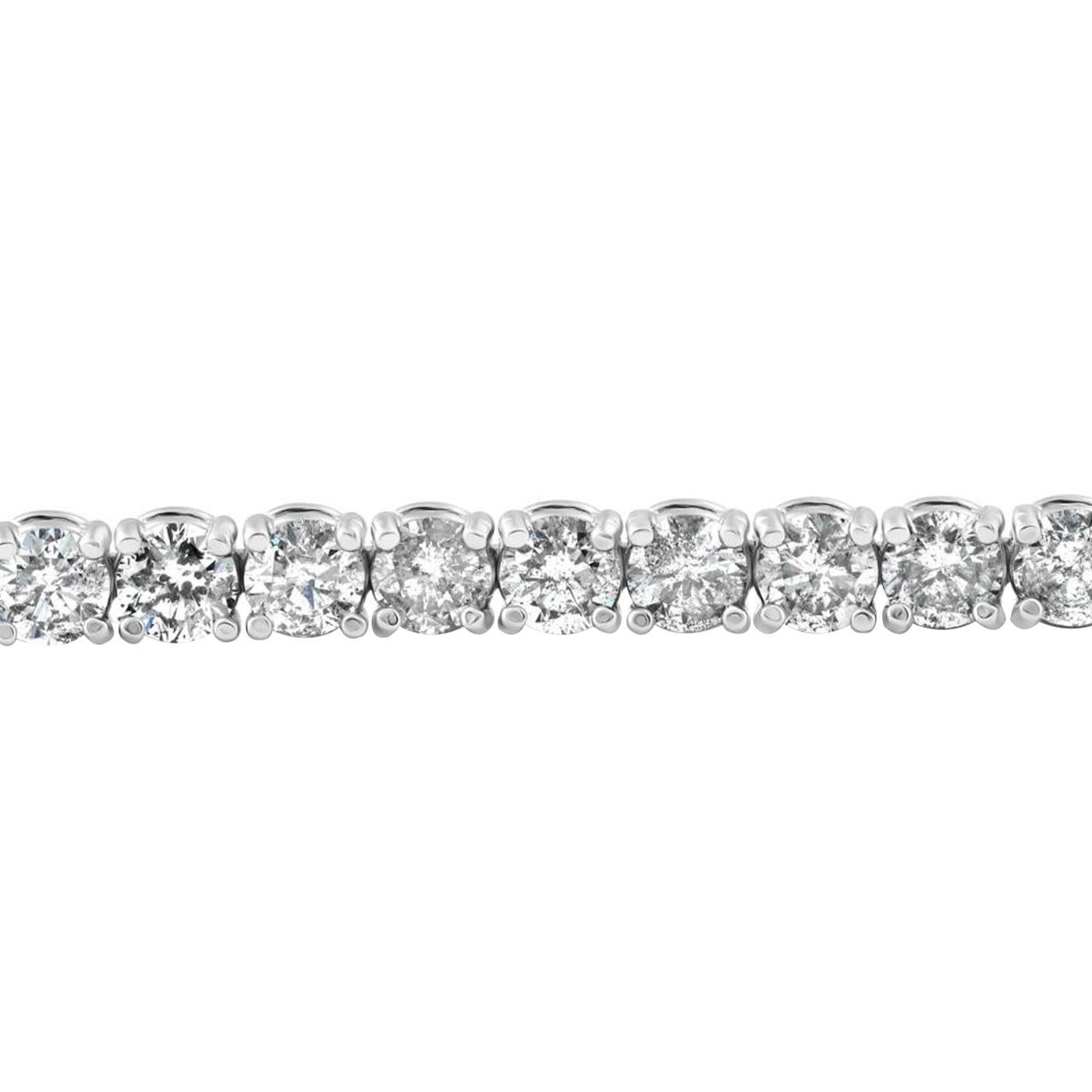 Modernist 5.79 Carat Natural Diamond Round Cut Tennis Bracelet 7 Inches 14K White Gold For Sale