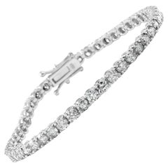 5.79 Carat Natural Diamond Round Cut Tennis Bracelet 7 Inches 14K White Gold