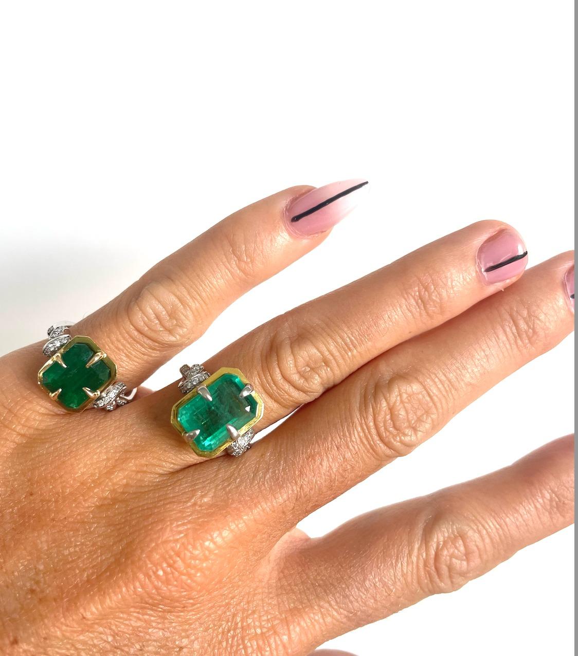 5.79 Carat Zambian Emerald in Forget Me Knot Style Ring with Diamonds 3