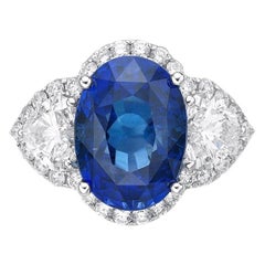 5.79 Ct Unheated Natural Vivid Royal Blue Sapphire GRS Certified Engagement Ring