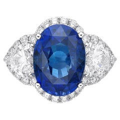 5.79 Ct Unheated Natural Vivid Royal Blue Sapphire GRS Certified Engagement Ring