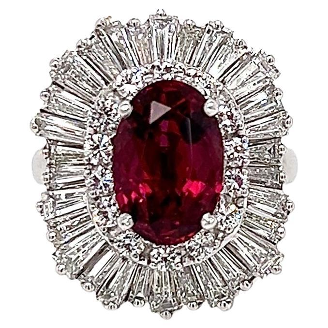 5.79 Total Carat Ruby and Diamond Ladies Ring in Platinum For Sale