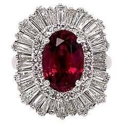 Bague pour femme en platine avec diamants et rubis de 5,79 carats au total
