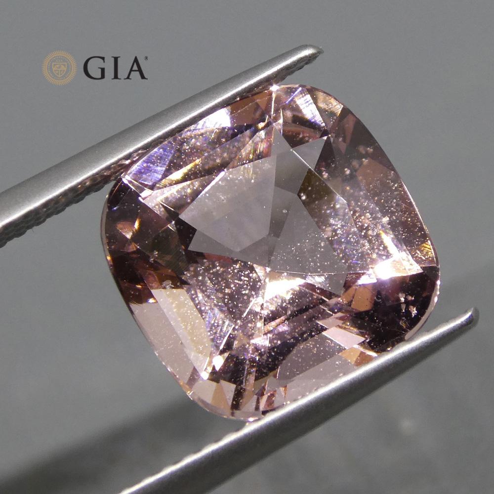 5.79ct Cushion Morganite GIA Certified In New Condition For Sale In Toronto, Ontario