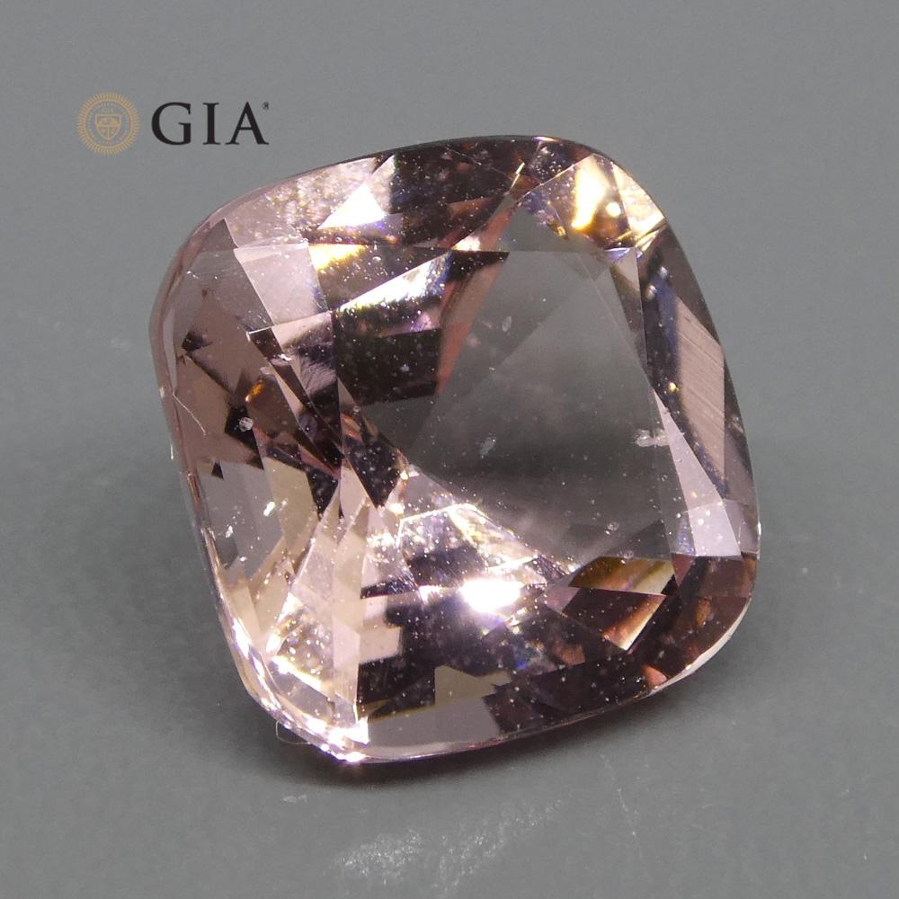 Women's or Men's 5.79ct Cushion Morganite GIA Certified For Sale