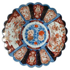 57cm Antique Edo/Meiji Pd Japanese Porcelain 19thc Imari Plate flowers Enamel