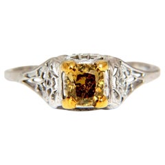 .57ct Natural Fancy Orange Brown Diamond Vintage Gilt Ring 14 Karat *v
