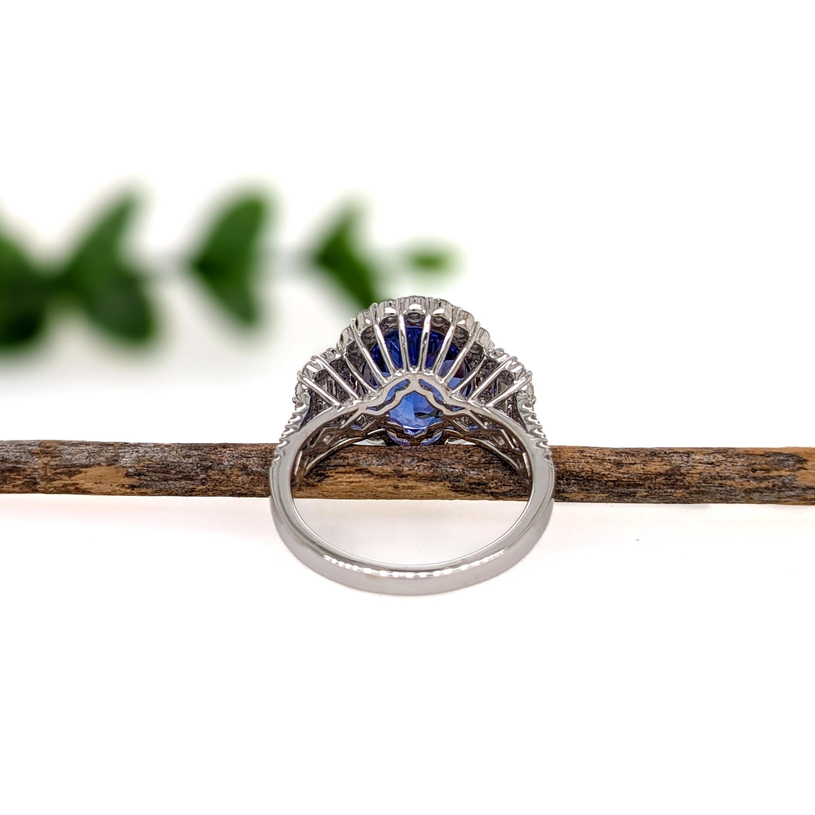 5.7ct Tanzanite Ring w Earth Mined Diamonds in 14K Solid Gold Oval 13x10mm In New Condition In Columbus, OH