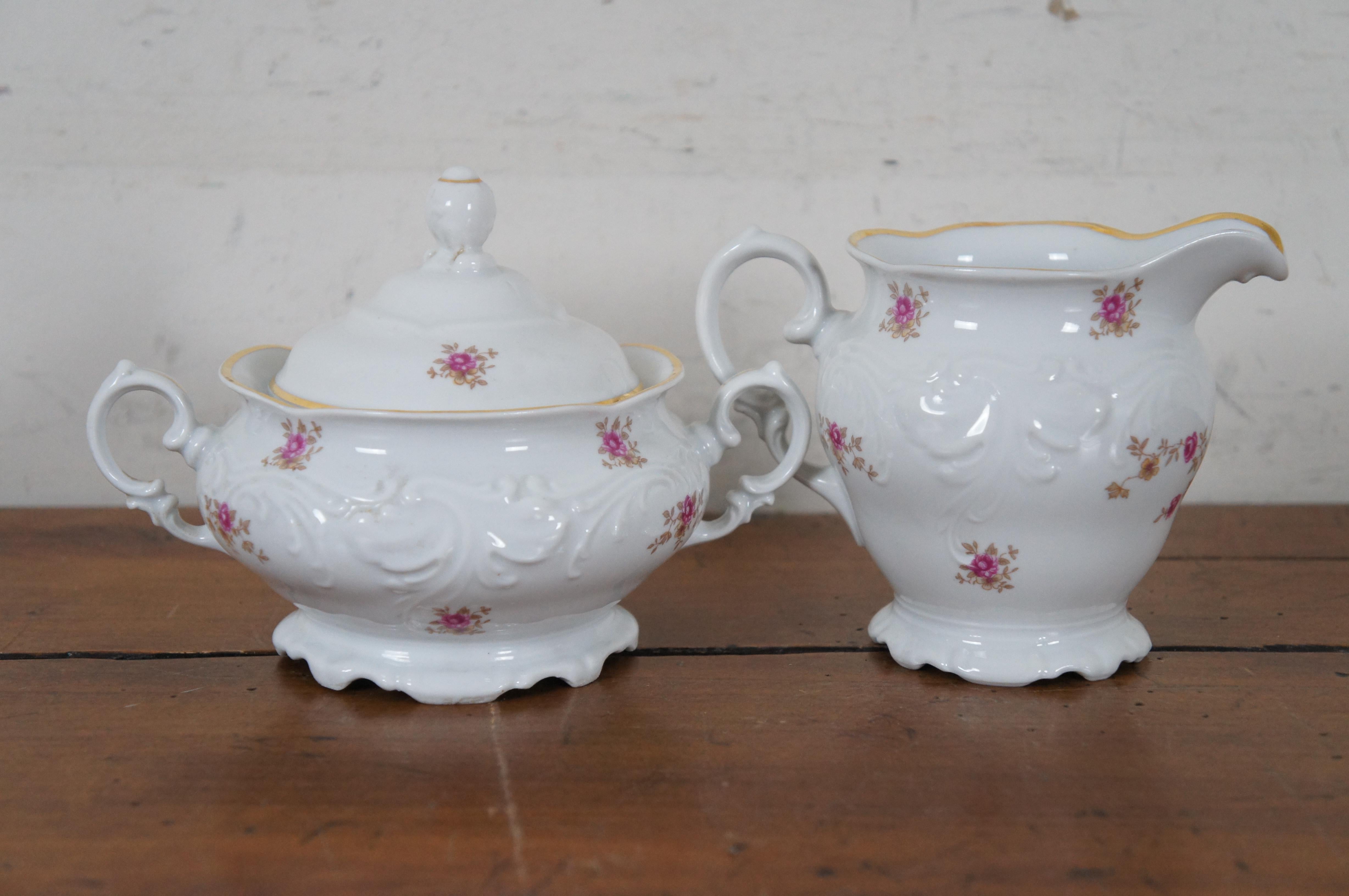 Ensemble de 57 pièces de vaisselle vintage en porcelaine polonaise Walbrzych roses avec roses 3731 3