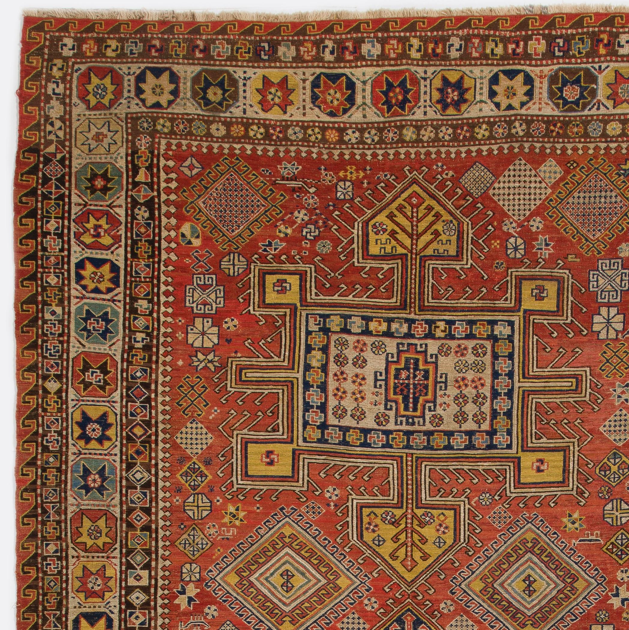 Hand-Woven 5.7x10 ft Antique Caucasian Konaghend Soumak Rug, circa 1875, Collectors Carpet For Sale