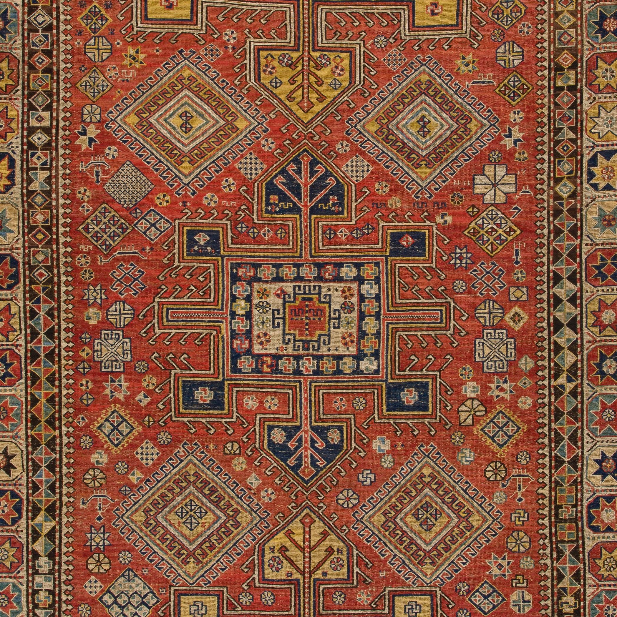 5.7x10 ft Antique Caucasian Konaghend Soumak Rug, circa 1875, Collectors Carpet In Good Condition For Sale In Philadelphia, PA