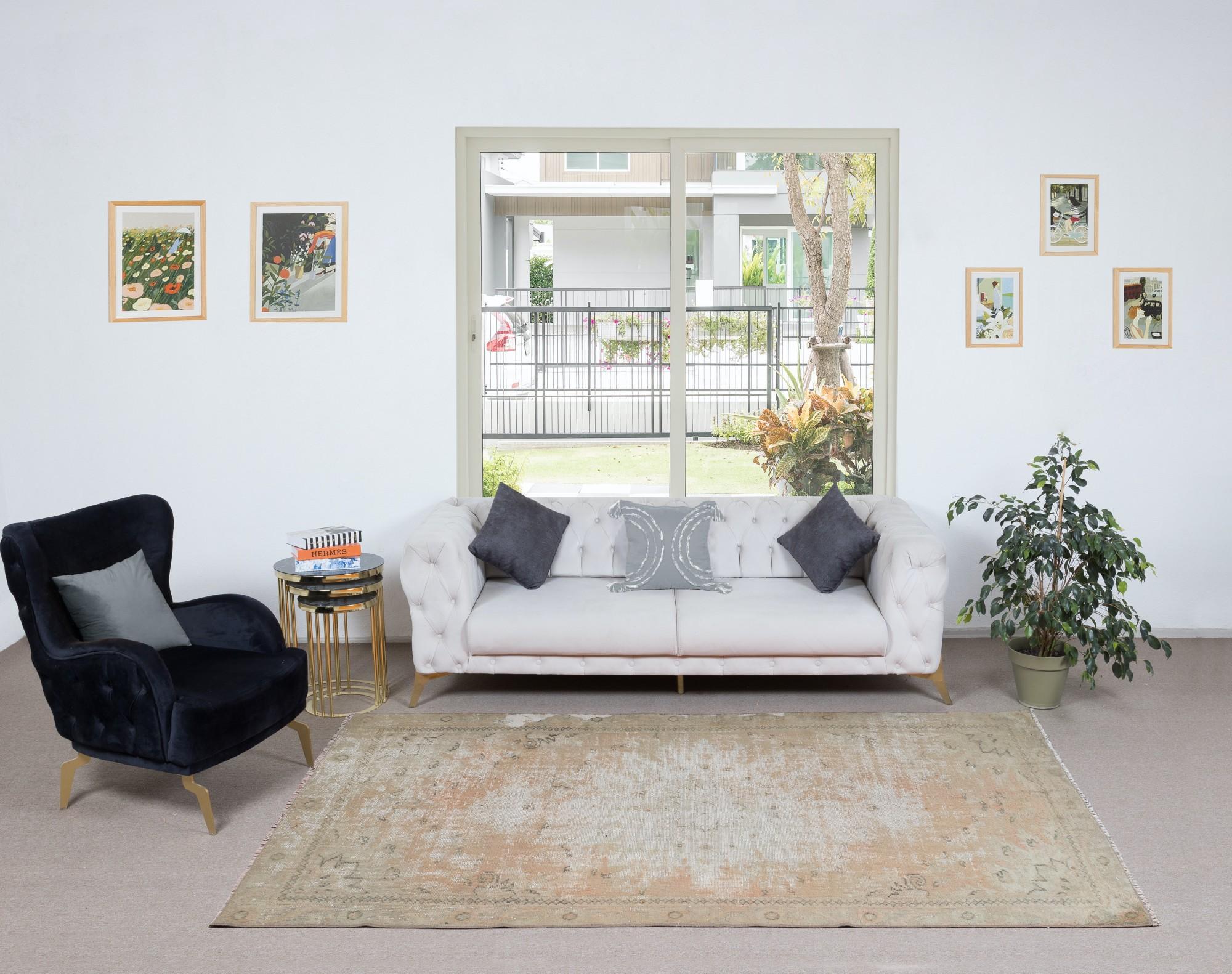 Our sun-faded rugs are all one-of-a-kind, hand-knotted, 50-70 year-old vintage pieces. They each boast their own singular handmade aesthetic drawn from the centuries-old Turkish rug-weaving traditions. These rugs are made completely of sheep’s wool,