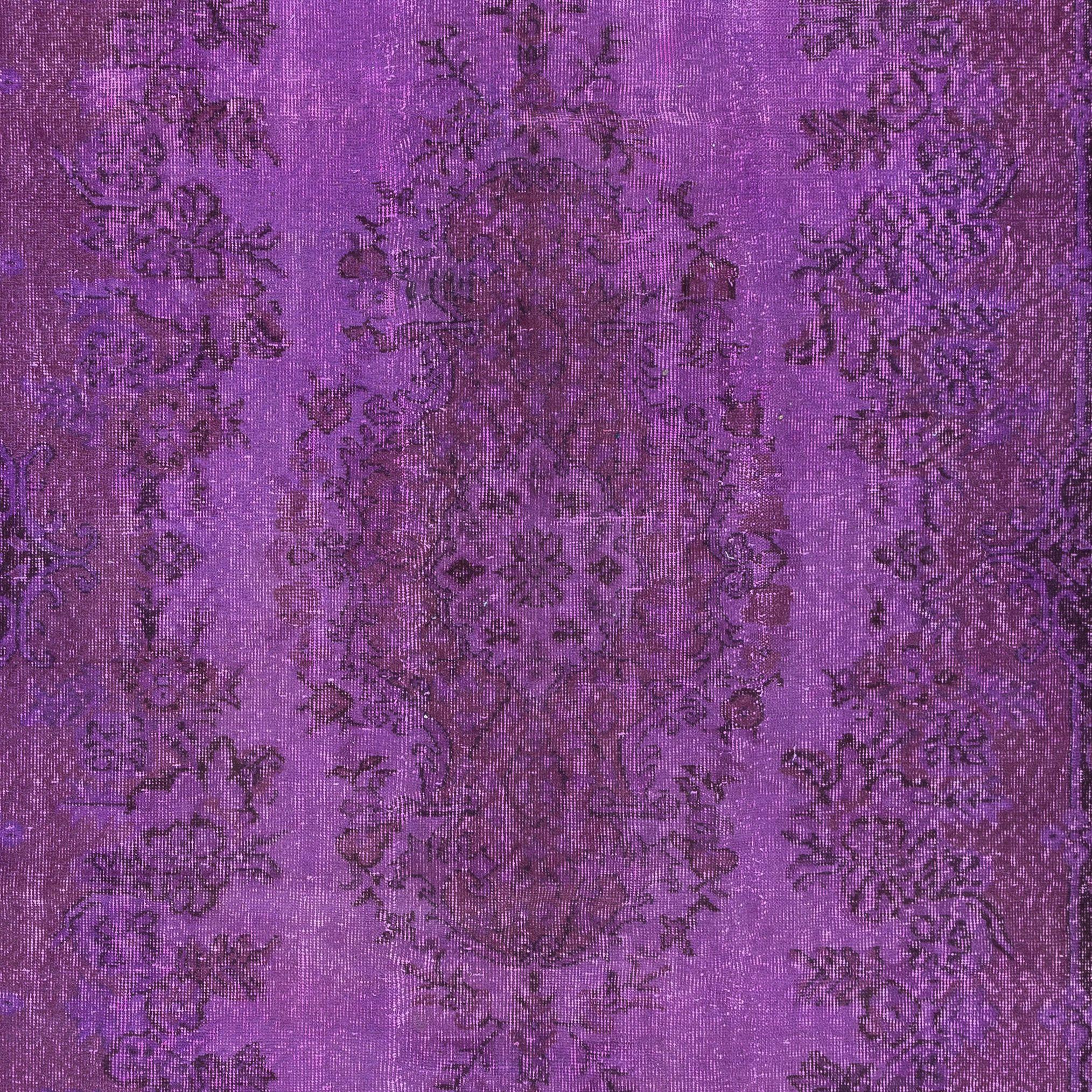 Hand-Woven 5.7x10 Ft Handmade Turkish Sparta Area Rug in Purple, Ideal for Modern Interiors For Sale