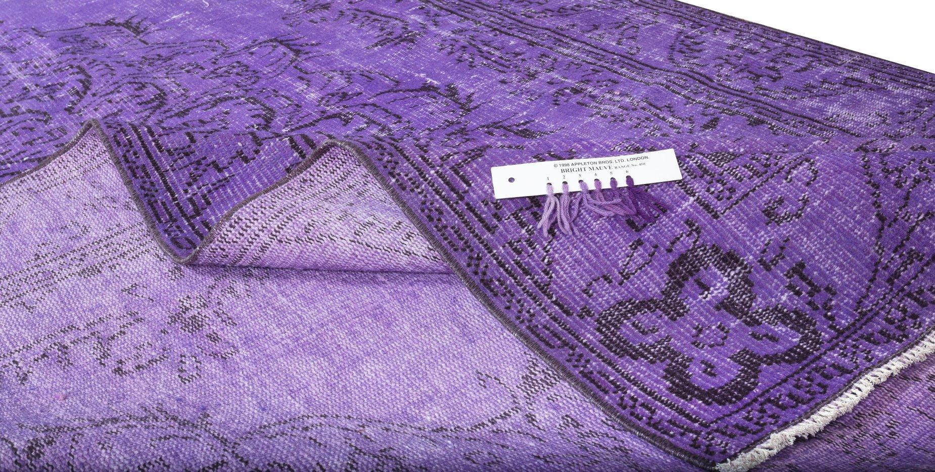 Modern Contemporary Handmade Turkish Vintage Rug Over-Dyed in Purple Color For Sale