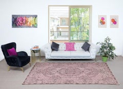 5.7x10.5 Ft Modern Wool Area Rug. Hand-Made in Turkey. Pink Living Room Carpet