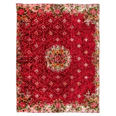 5.7x7 Ft One-of-a-Kind Vintage Floral Design Velvet Wall Hanging or Bed Cover